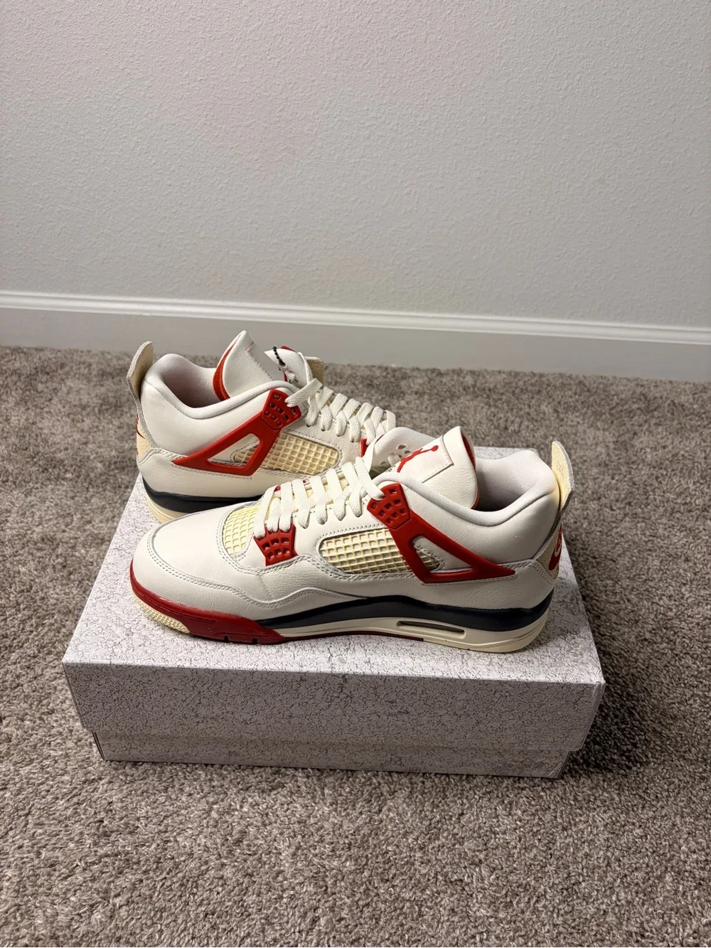 Nike Men's Retro Sneakers - Cream, Red
